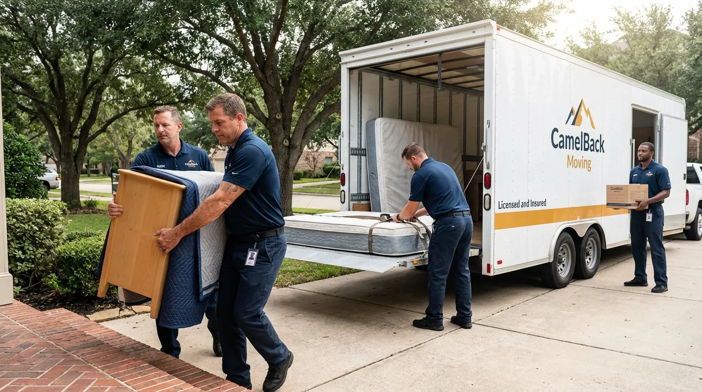Crew loading residential truck for cross-state move from Richlandtown, PA