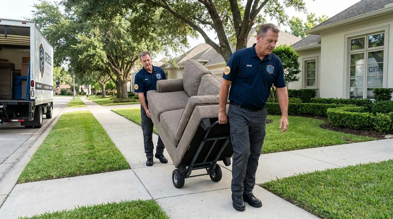 Local residential moving crew loading furniture in Richlandtown, PA