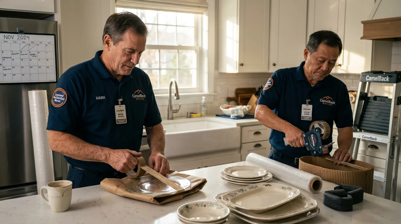 Professional crew packing kitchen dishware in Richlandtown, PA